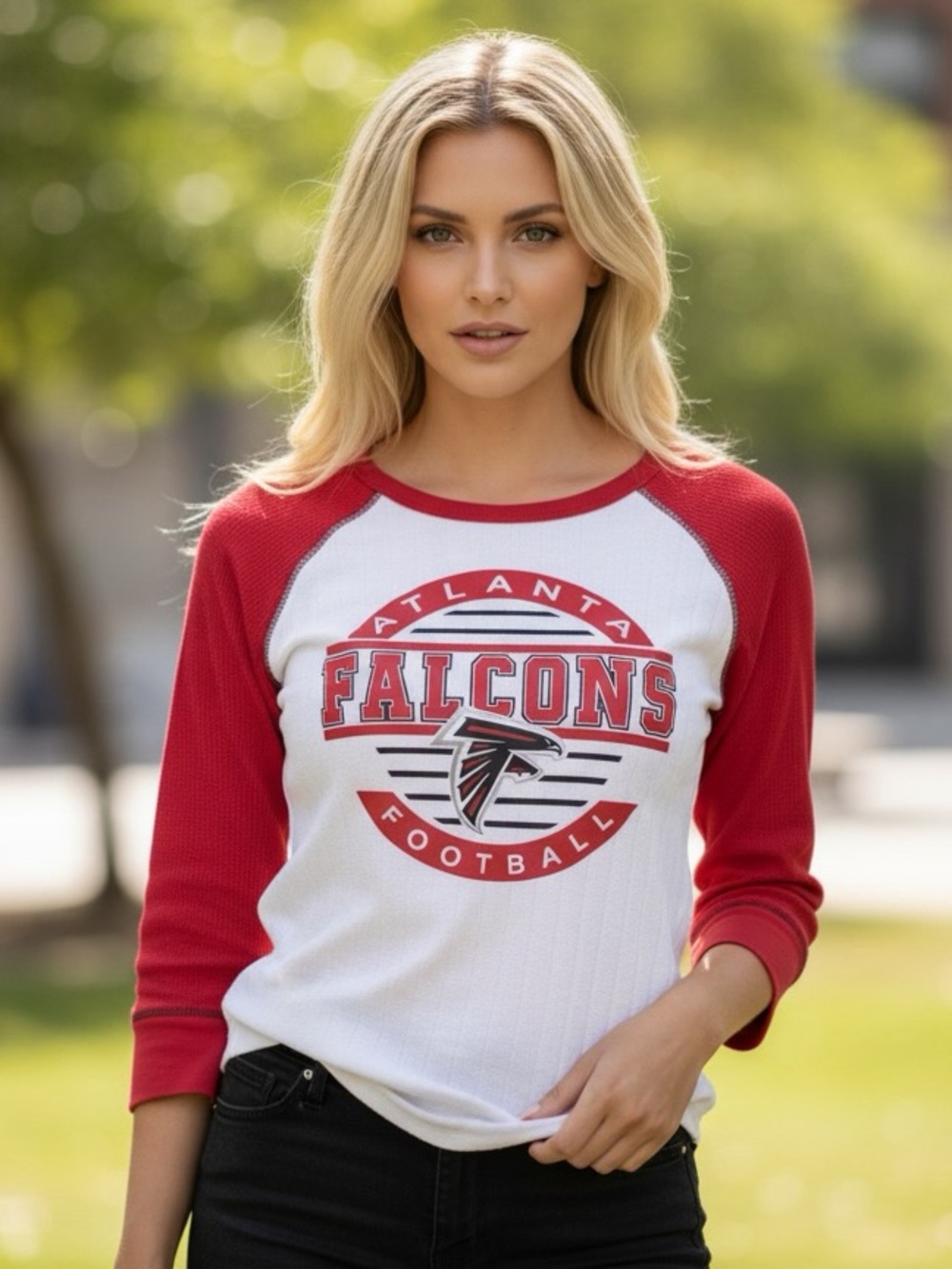 NFL Teens Atlanta Falcons Raglan Shirt Girls 7/8 White Red